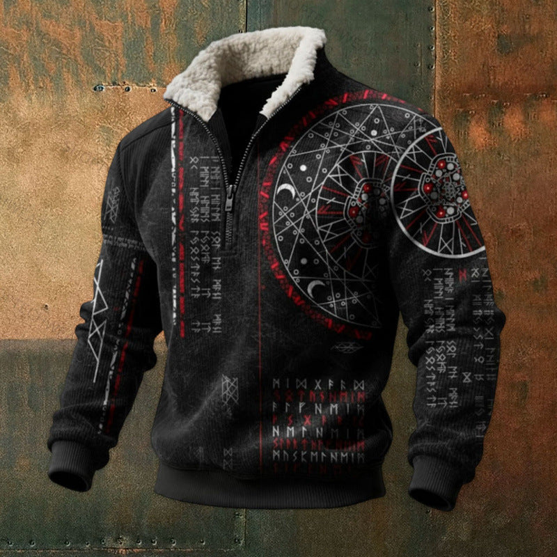 Herren Urbaner Fleece Pullover mit Baum-Motiv Drune