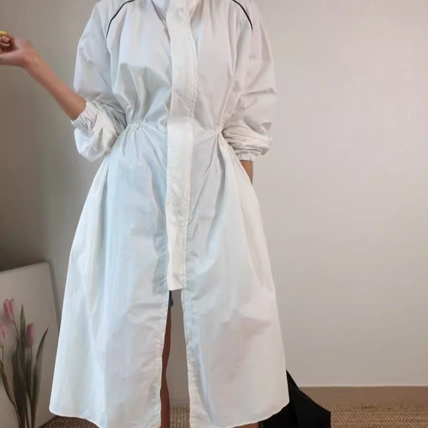 Damen Leichter Windbreaker-Mantel mit taillierendem Tunnelzug und Raglanärmeln Drune