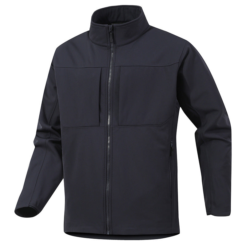 Herren Technische Softshelljacke mit Stehkragen und verdeckten Reißverschlusstaschen Drune