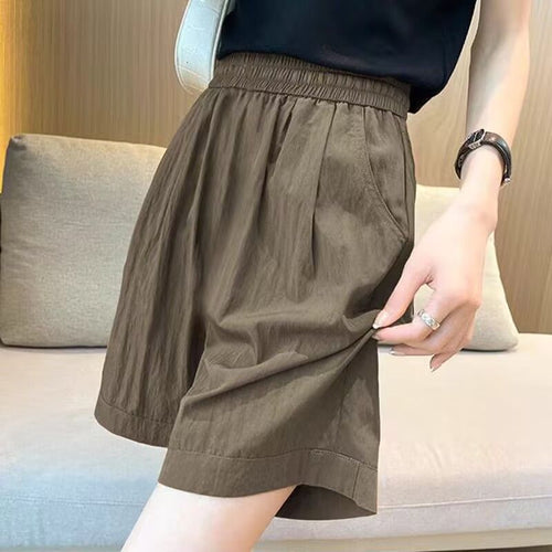 Damen lässige Shorts mit elastischem Bund und seitlichen Eingrifftaschen