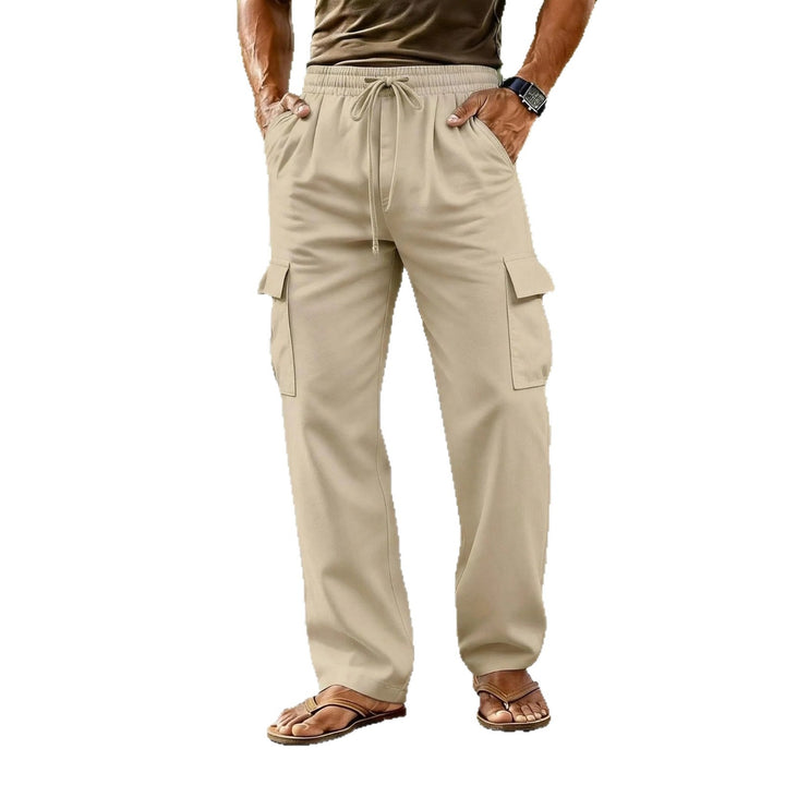 Herren leichte Cargo-Freizeithose mit elastischem Tunnelzugbund und geradem Bein Drune