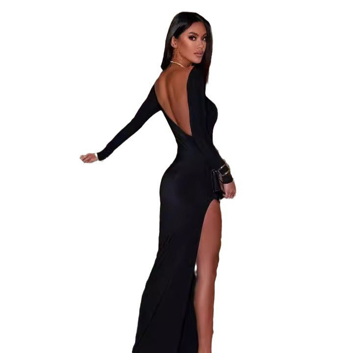 Damen Maximales Abendkleid mit schulterfreiem Design und hohem Schlitz Drune