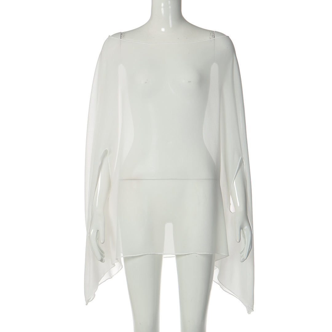 Damen Chiffon Überwurf mit eleganten Ärmelausschnitten Drune