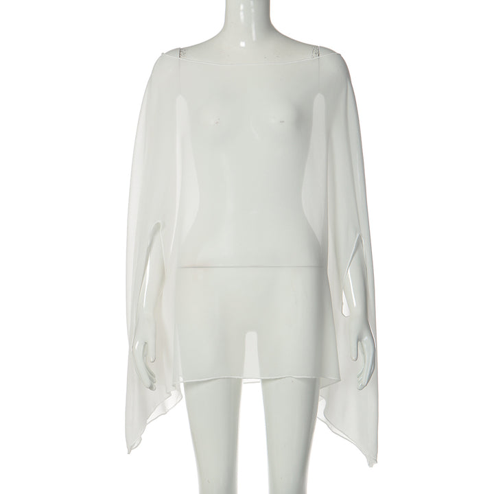 Damen Chiffon Überwurf mit eleganten Ärmelausschnitten Drune