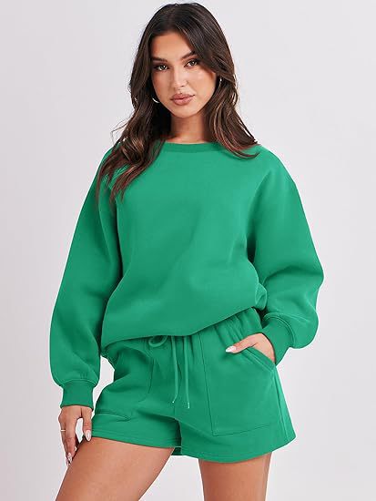 Damen Lässiges Sweatset mit Oversize‑Sweatshirt und hochgeschnittenen Shorts Drune