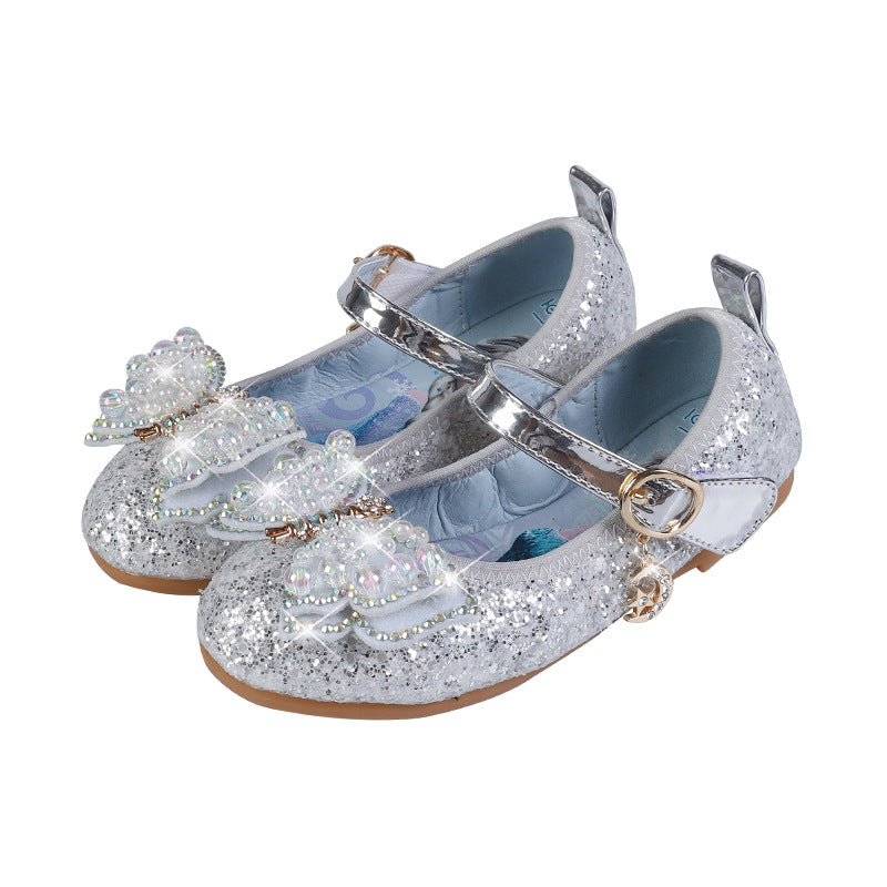 Mädchen Glitzernde Ballerinas mit Schleifenapplikationen Drune