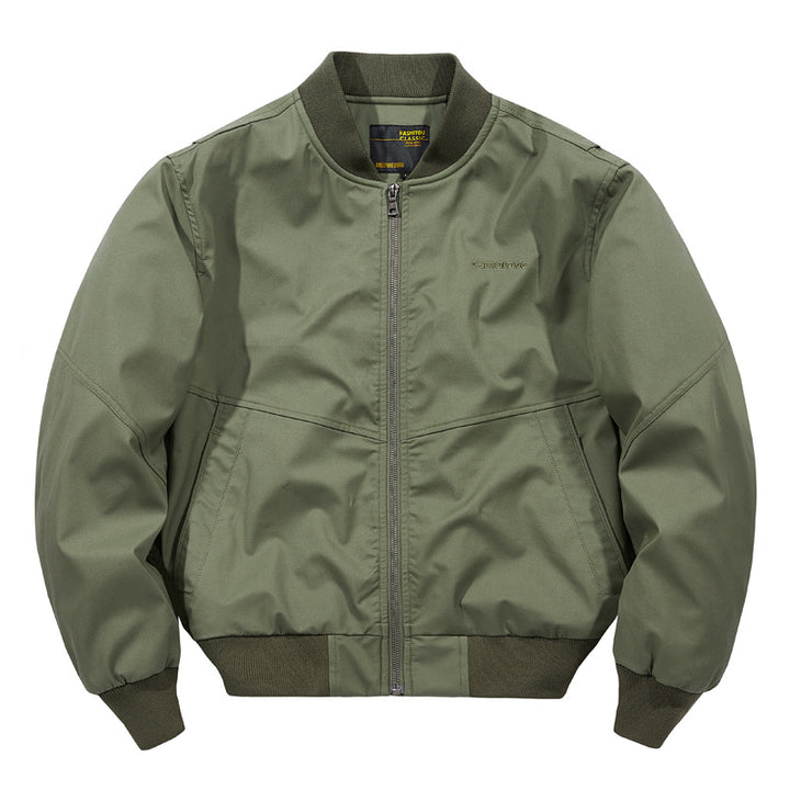 Men's  water-resistant commuter bomber jacket with metal front zip ribbed trims and angled welt pockets Drune