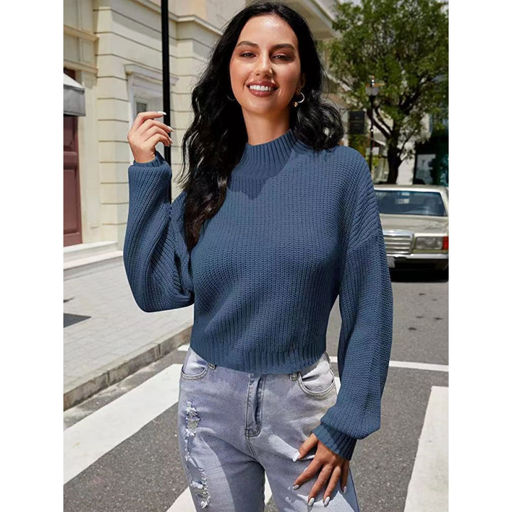 Damen Modischer Strickpullover mit weitem Ausschnitt Drune