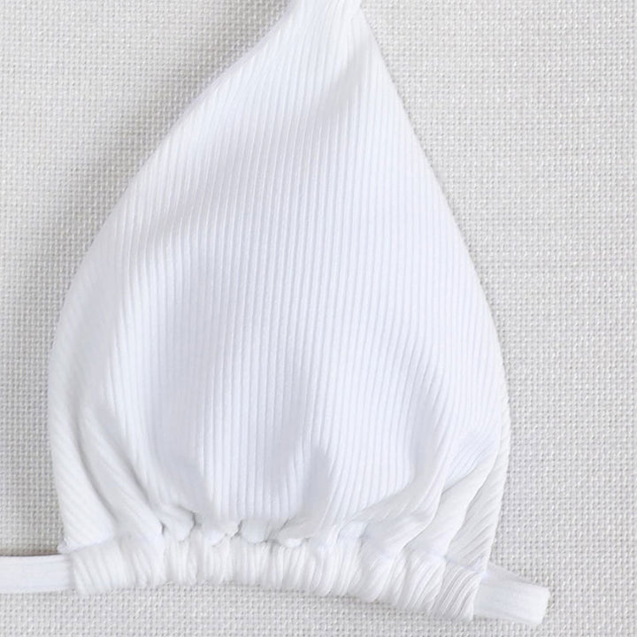 Damen Hochtailliertes Triangel-Bikini-Set mit Bindebändern Drune