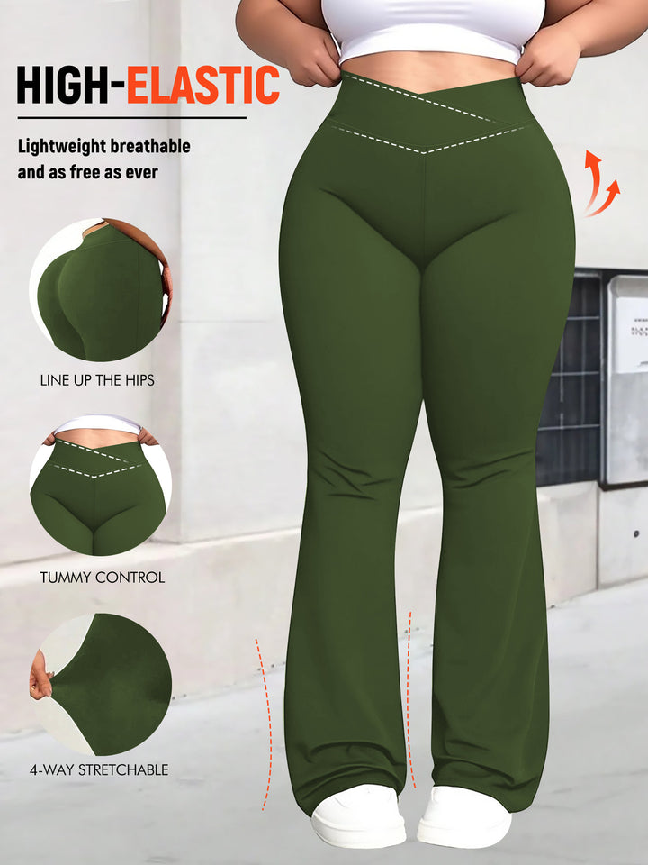 Damen taillenhohe Shaping Bootcut-Leggings mit Bauchkontrolle und 4-Wege-Stretch Drune