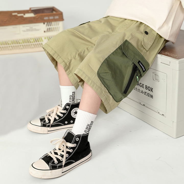 Unisex lässige Capri-Shorts mit funktionalen Taschen Drune