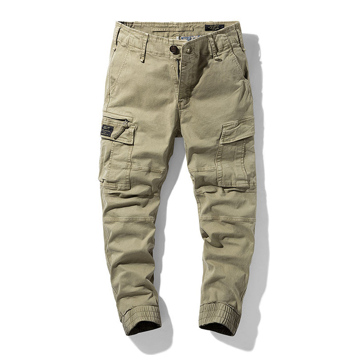 Herren Cargo-Joggerhose mit Knieabnähern elastischem Bund und Mehrfachtaschen Drune