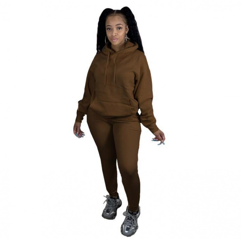 Damen Zweiteiliges Freizeitset mit Oversize Kapuzenpullover und Leggings mit hohem Bund, schmaler Passform Drune