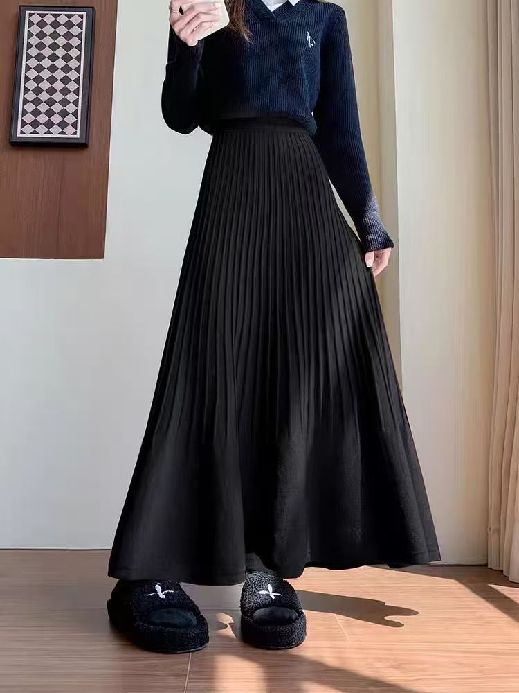 Damen eleganter Faltenrock mit hohem Bund Drune