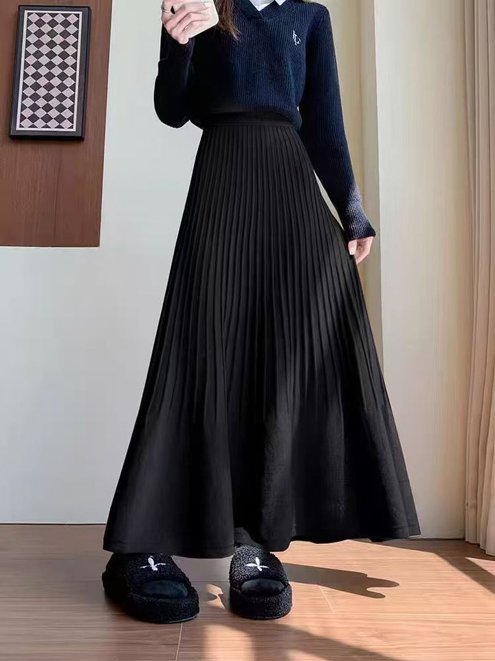 Damen eleganter Faltenrock mit hohem Bund Drune