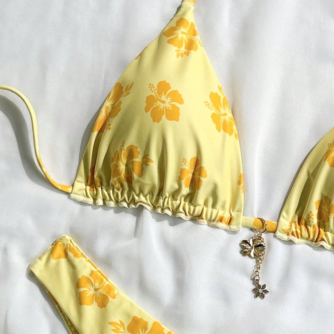 Damen Triangel-Bikini mit verspieltem Blumendesign Drune