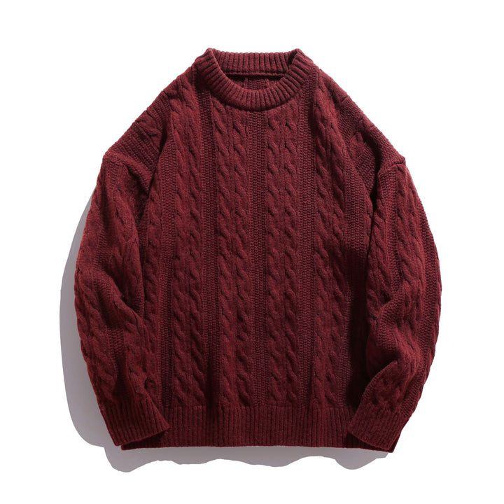 Unisex Boxy-Zopfmuster-Strickpullover mit geripptem Saum Drune