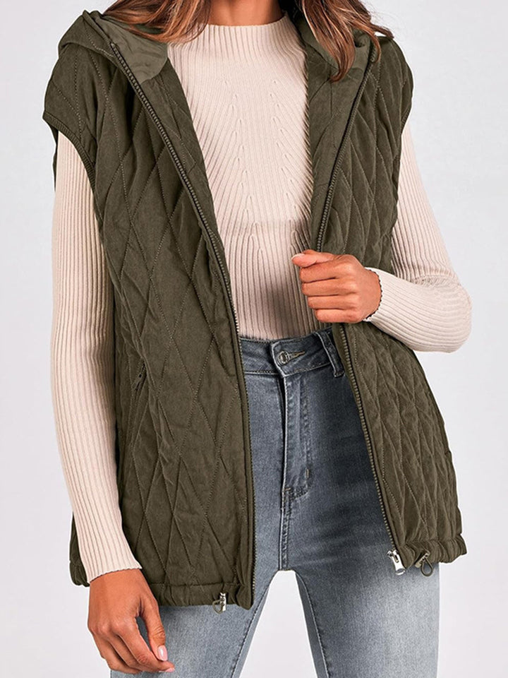 Damen Weste mit Kapuze und gestepptem Design Drune