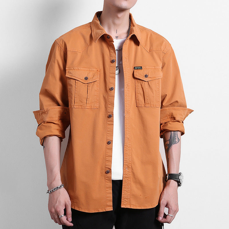 Herren Lockeres Utility-Hemd mit Pattentaschen und Workwear-Details Drune