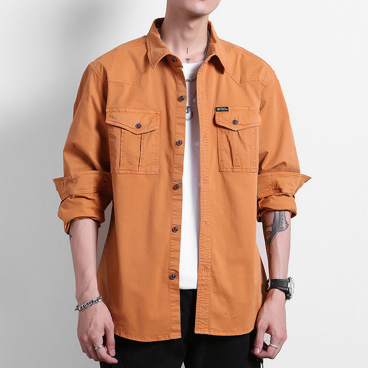 Herren Lockeres Utility-Hemd mit Pattentaschen und Workwear-Details Drune