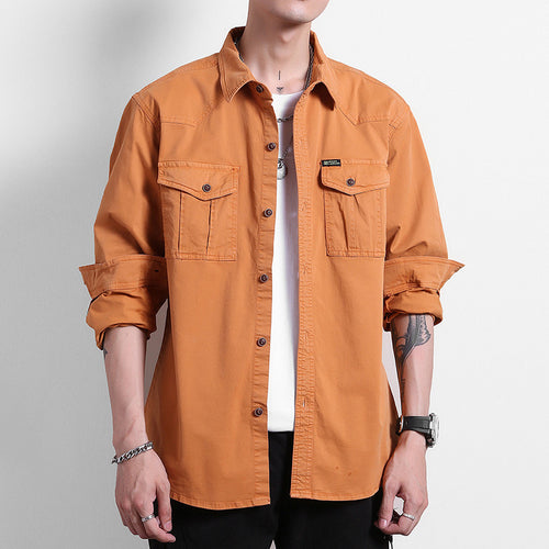 Herren Lockeres Utility-Hemd mit Pattentaschen und Workwear-Details Drune