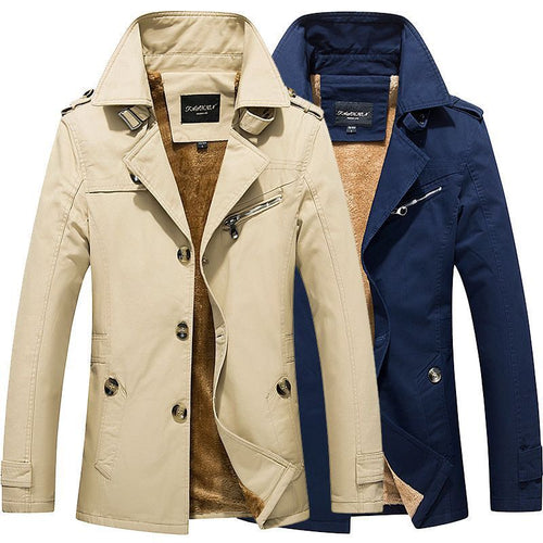 Herren Manteljacke im Trench-Peacoat-Mix mit Sherpa-Futter Drune