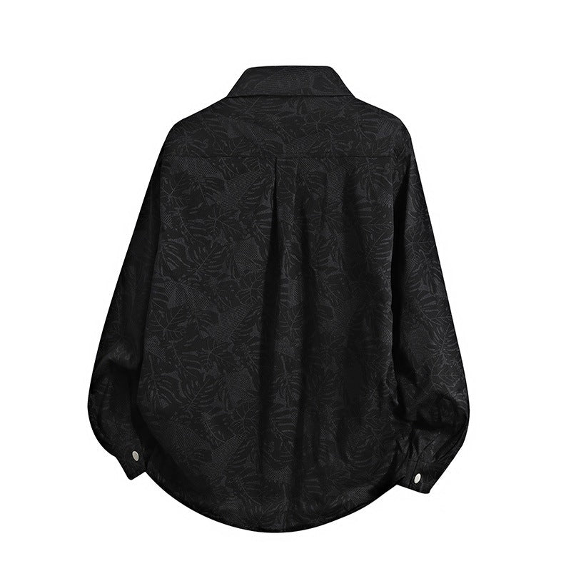 Herren Leichte Overshirt‑Hemdjacke mit botanischem Allover‑Print, Druckknopffront & Brusttasche Drune