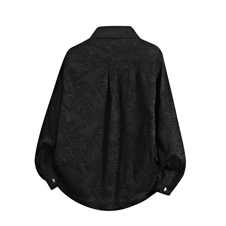 Herren Leichte Overshirt‑Hemdjacke mit botanischem Allover‑Print, Druckknopffront & Brusttasche Drune