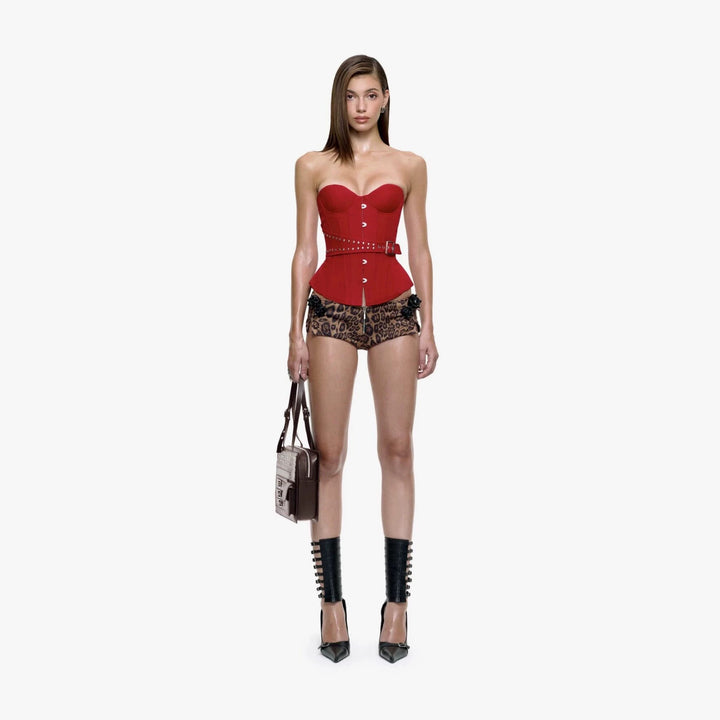 Damen Korsettoberteil mit authentischen Details und figurformenden Schnallen Drune