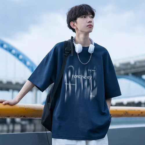 Herren Übergrößes T-Shirt mit kreativem Druck Drune