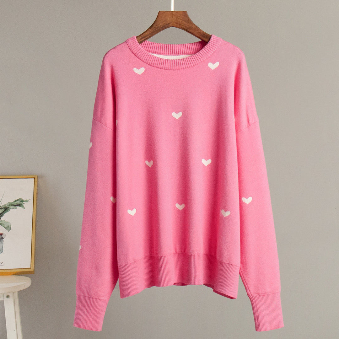 Damen Lässiger Pullover mit Herz-Muster Drune