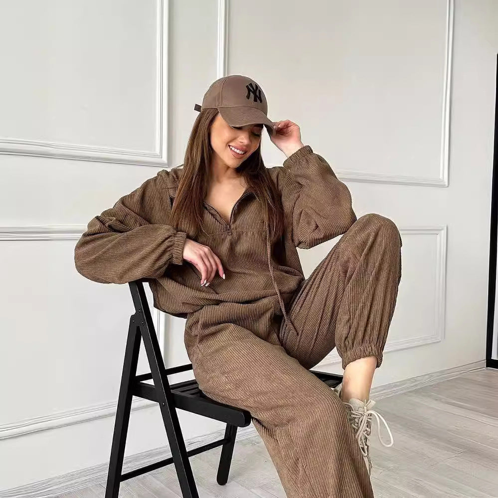 Damen Lässiger Kapuzenpullover mit Rippstruktur Drune