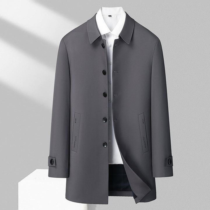 Herren eleganter Mantel mit modernem Schnitt und praktischen Taschen Drune
