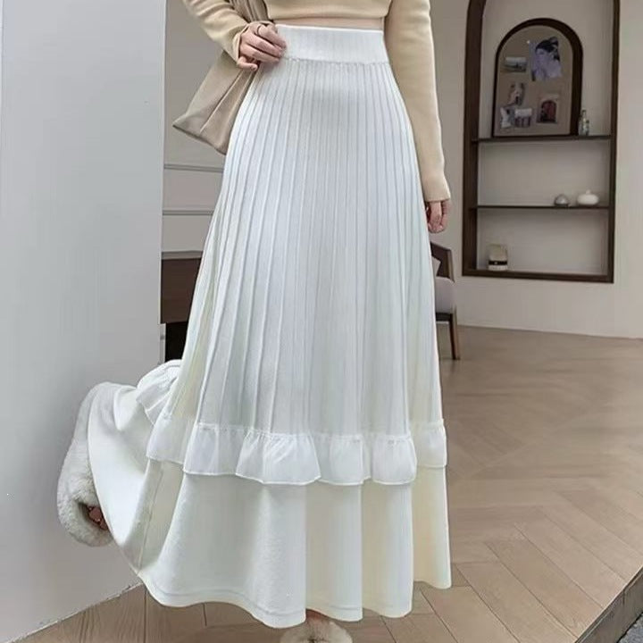 Damen Eleganter Maxi-Rock mit Volant und strukturiertem Design Drune
