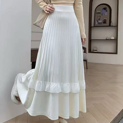 Damen Eleganter Maxi-Rock mit Volant und strukturiertem Design Drune