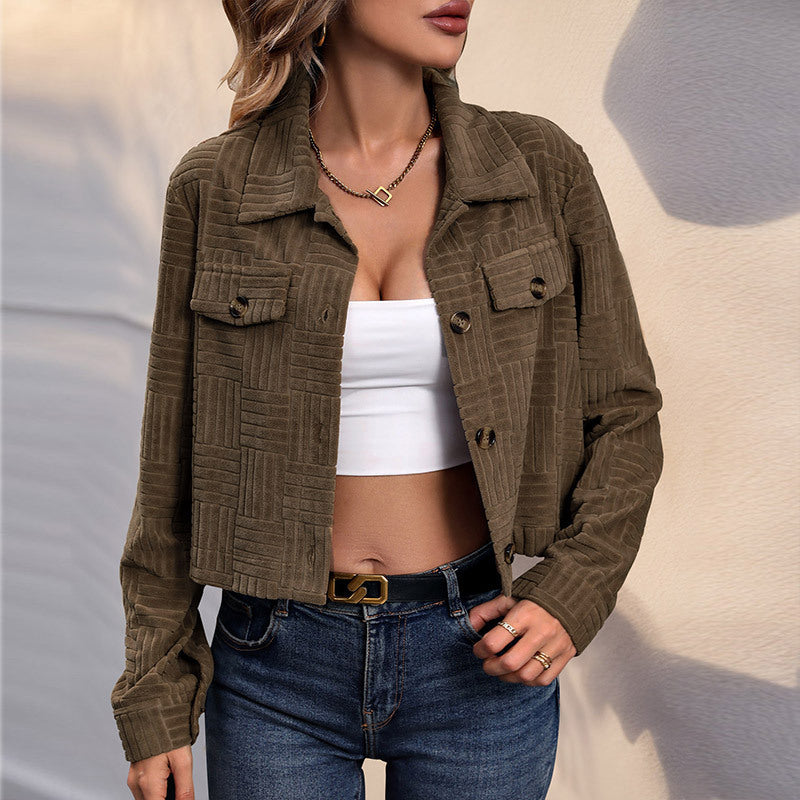 Damen Geprägte kurze Jacke Drune