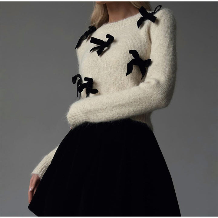Damen Strickpullover mit dekorativen Schleifen Drune