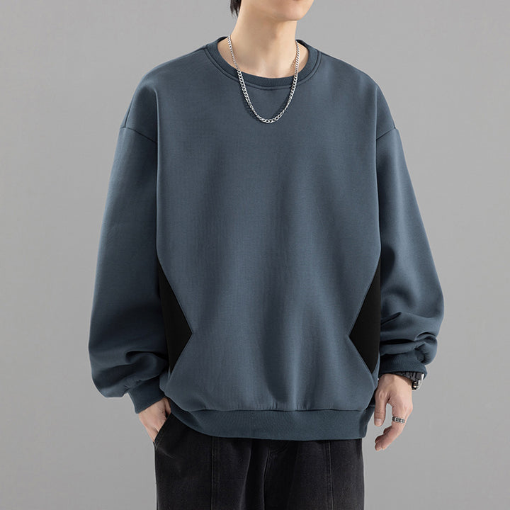 Herren Oversized Sweatshirt mit kontrastierenden Seitentaschen und weichem Fleecefutter Drune
