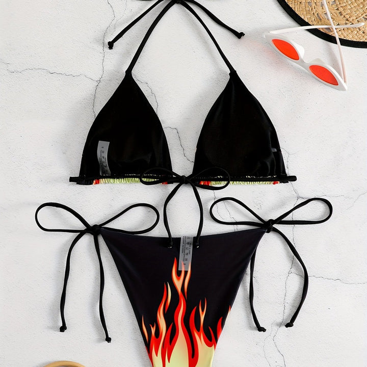 Damen Triangel-Bikini mit feurigem Motiv Drune