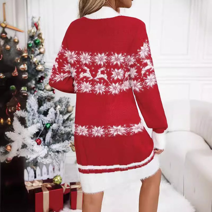 Damen Weihnachtspullover mit festlichem Schneeflocken-Design und weichem Fleece Drune