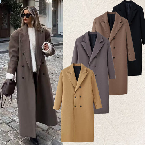 Herren Doppelreihiger Longcoat mit schmalem Revers und geradem Schnitt Drune