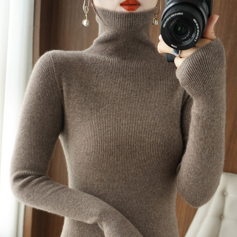 Damen Schmaler Rollkragenpullover aus Kaschmir‑Mix mit extralangem Ärmelabschluss Drune