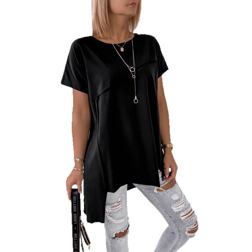 Damen asymmetrisches Oberteil mit eleganter Drapierung Drune