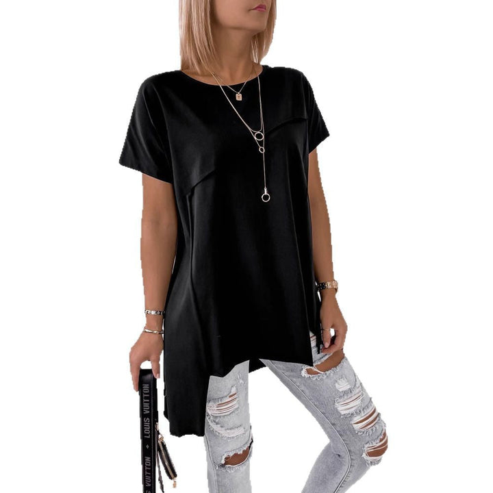 Damen asymmetrisches Oberteil mit eleganter Drapierung Drune