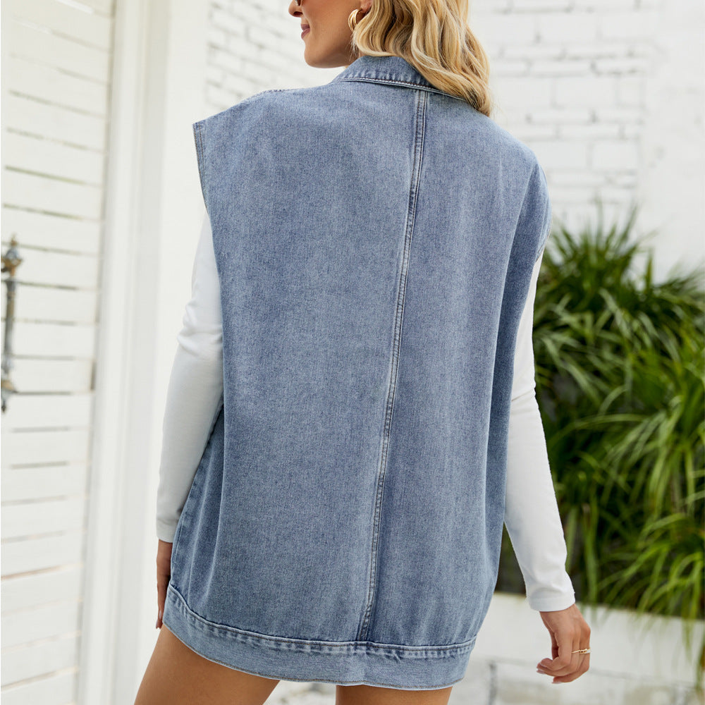 Damen Lässige Denim-Weste mit praktischen Taschen Drune