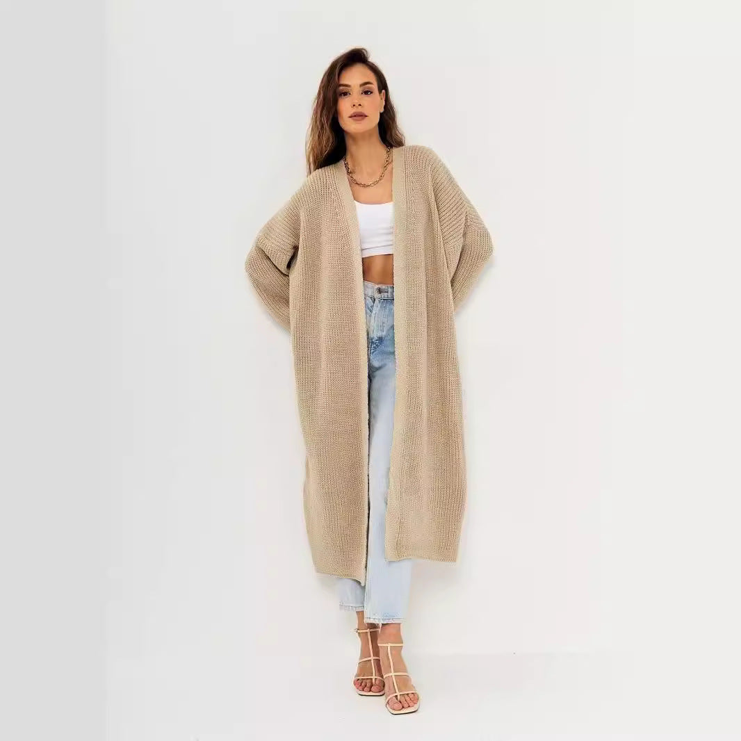Damen Großer Strickmantel mit offener Front und lässiger Silhouette Drune