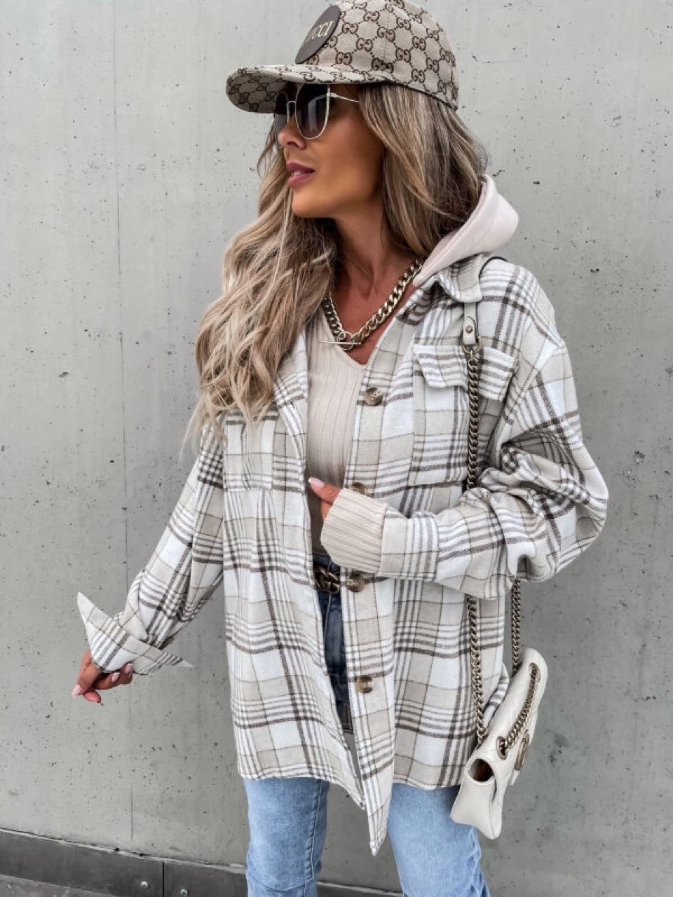 Damen Flanellhemdjacke im Karomuster mit praktischen Taschen und weichem Innenfutter Drune