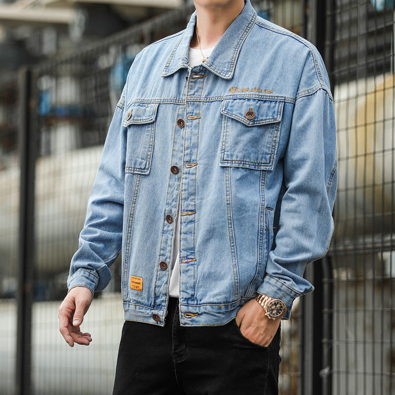 Herren Denimjacke im lässigen Stil mit funktionalen Pattentaschen und robustem Design Drune