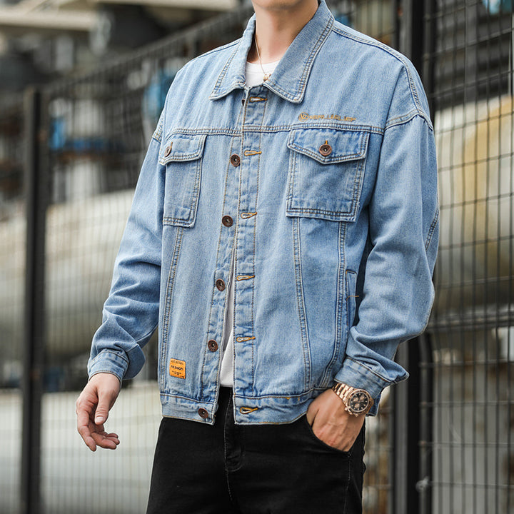 Herren Denimjacke im lässigen Stil mit funktionalen Pattentaschen und robustem Design Drune