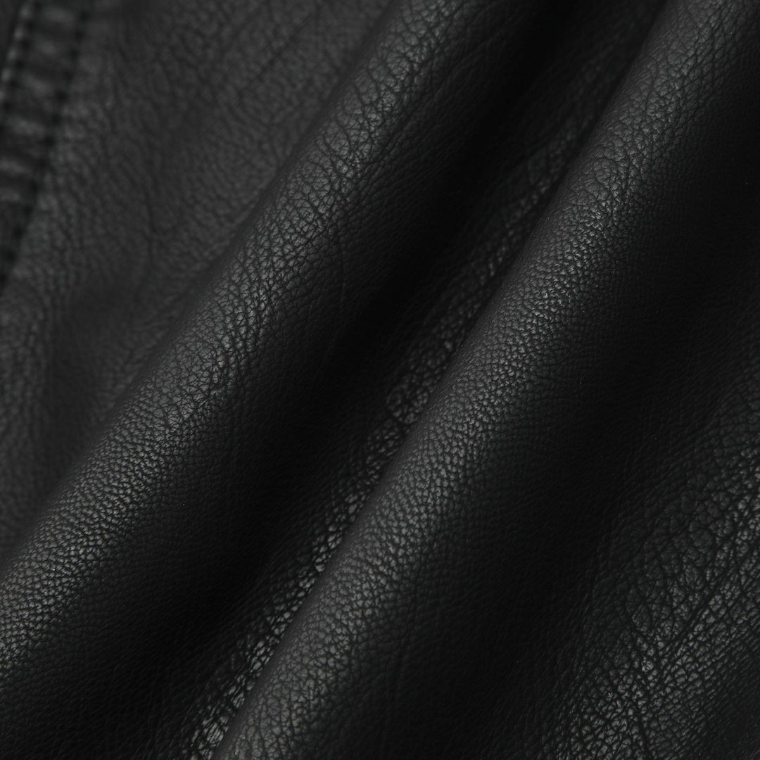Damen Modische Kunstlederjacke mit hohem Kragen Drune